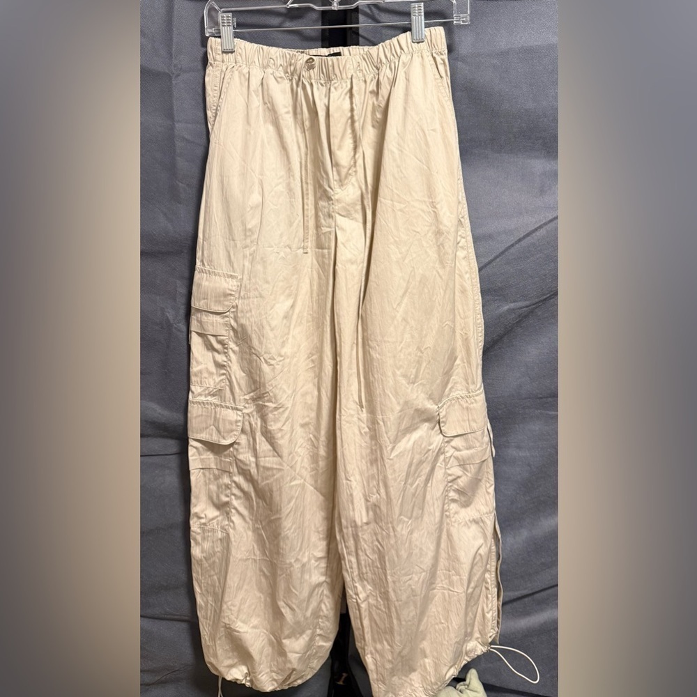 Rewash Cream Cargo Pants Oversized Wide Leg Gorpcore Utility Size M